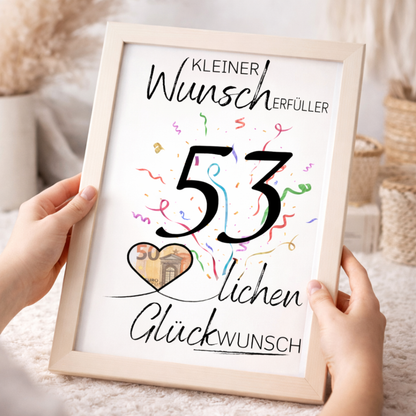 Geldgeschenk 53. Geburtstag Wunscherfüller | Digitaler Download | Last Minute Geschenkidee zum Ausdrucken