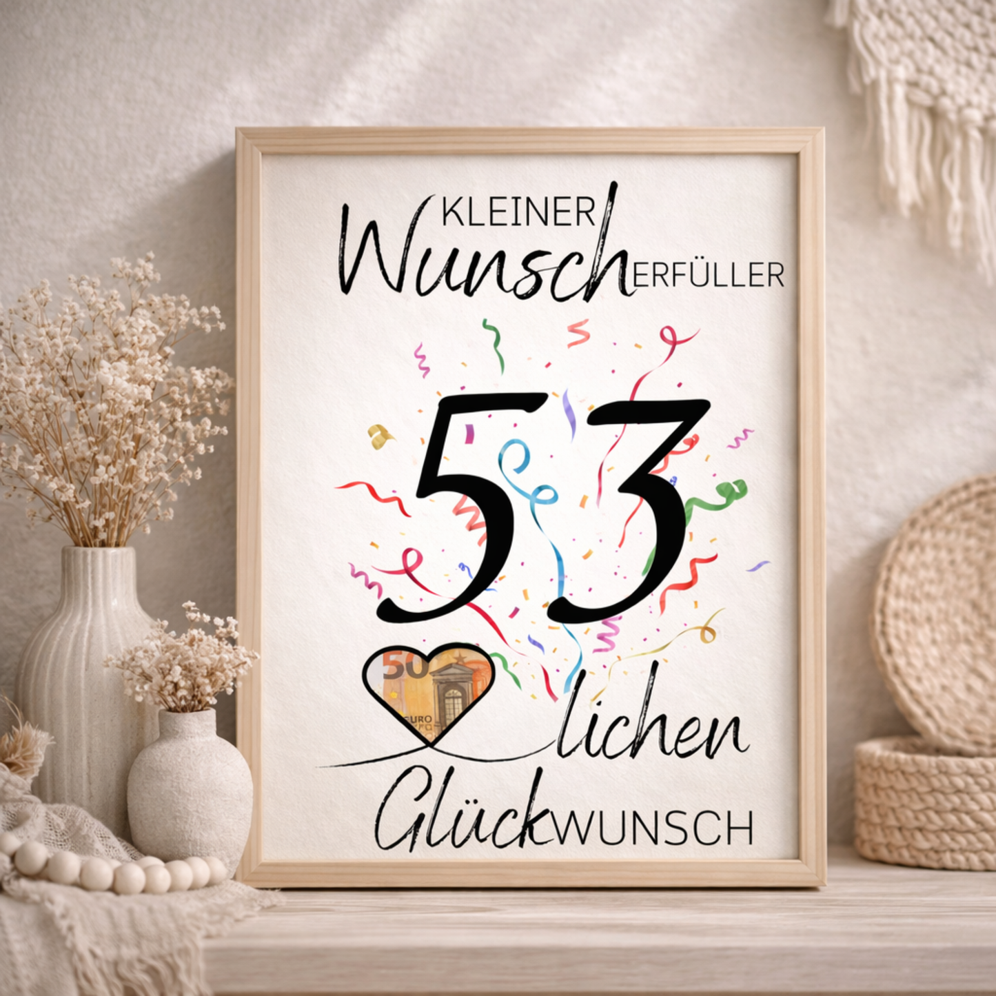 Geldgeschenk 53. Geburtstag Wunscherfüller | Digitaler Download | Last Minute Geschenkidee zum Ausdrucken