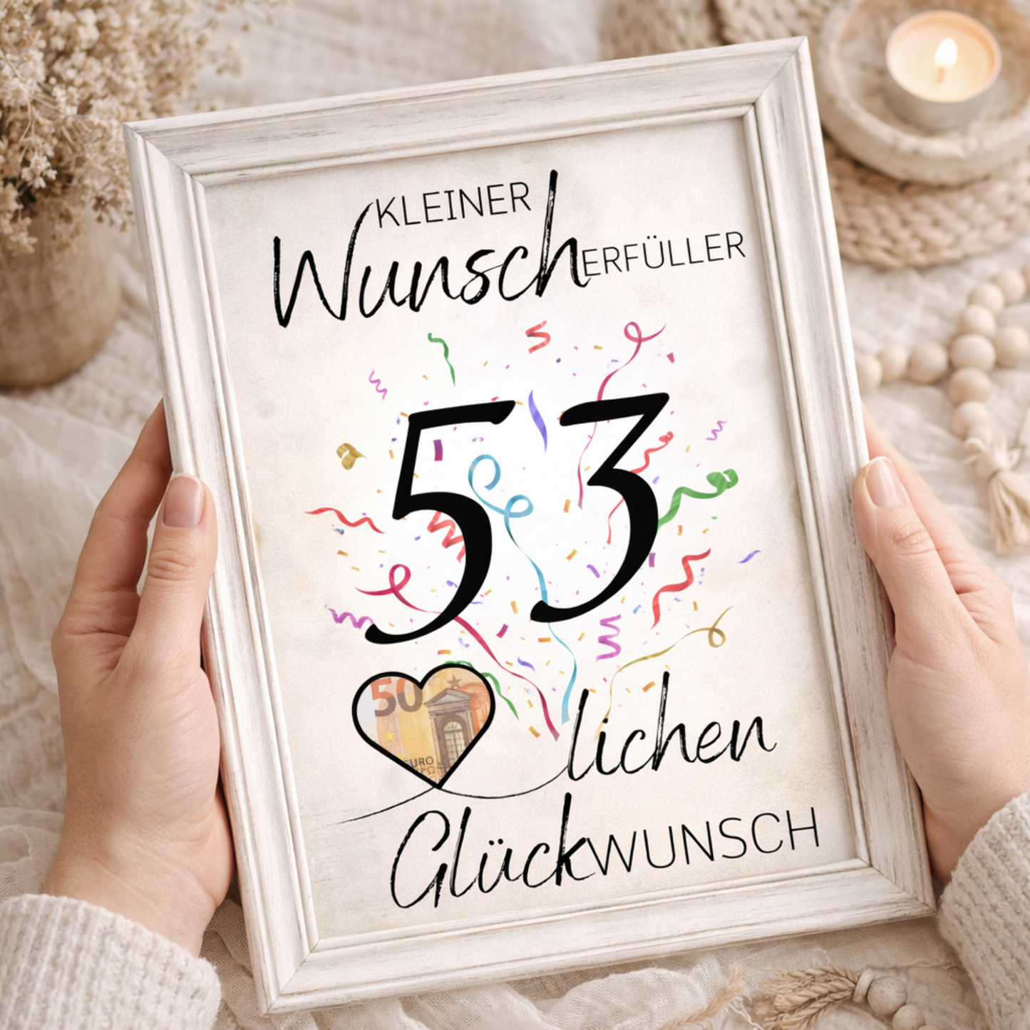 Geldgeschenk 53. Geburtstag Wunscherfüller | Digitaler Download | Last Minute Geschenkidee zum Ausdrucken