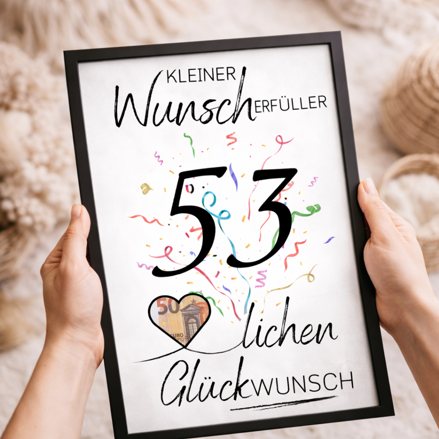 Geldgeschenk 53. Geburtstag Wunscherfüller | Digitaler Download | Last Minute Geschenkidee zum Ausdrucken