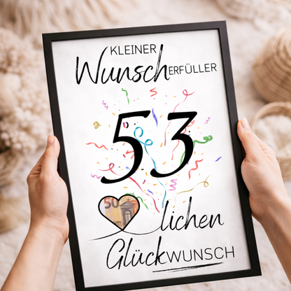 Geldgeschenk 53. Geburtstag Wunscherfüller | Digitaler Download | Last Minute Geschenkidee zum Ausdrucken
