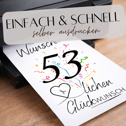 Geldgeschenk 53. Geburtstag Wunscherfüller | Digitaler Download | Last Minute Geschenkidee zum Ausdrucken