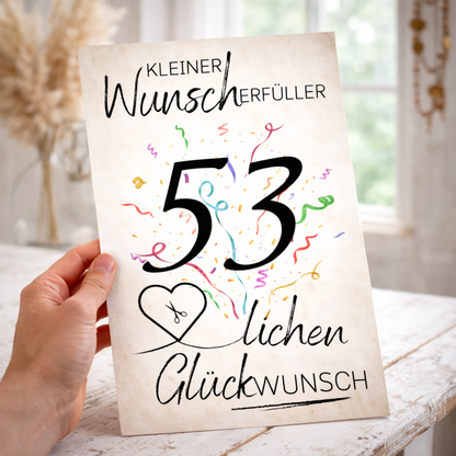 Geldgeschenk 53. Geburtstag Wunscherfüller | Digitaler Download | Last Minute Geschenkidee zum Ausdrucken