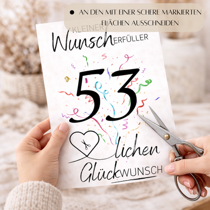 Geldgeschenk 53. Geburtstag Wunscherfüller | Digitaler Download | Last Minute Geschenkidee zum Ausdrucken