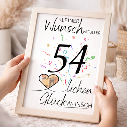 Geldgeschenk 54. Geburtstag Wunscherfüller | Digitaler Download | Last Minute Geschenkidee zum Ausdrucken