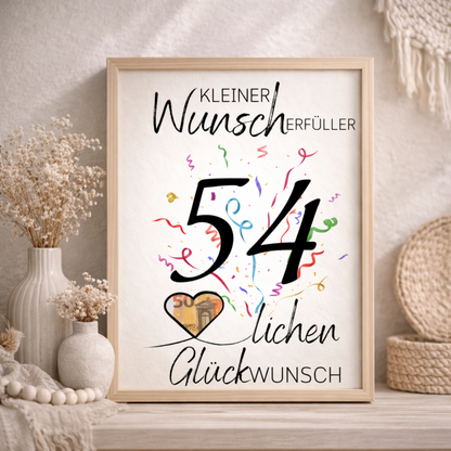 Geldgeschenk 54. Geburtstag Wunscherfüller | Digitaler Download | Last Minute Geschenkidee zum Ausdrucken