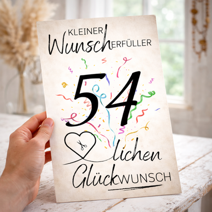 Geldgeschenk 54. Geburtstag Wunscherfüller | Digitaler Download | Last Minute Geschenkidee zum Ausdrucken