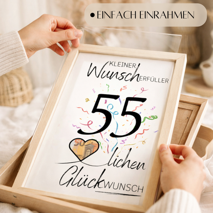 Geldgeschenk 55. Geburtstag Wunscherfüller | Digitaler Download | Last Minute Geschenkidee zum Ausdrucken