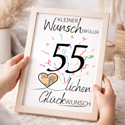 Geldgeschenk 55. Geburtstag Wunscherfüller | Digitaler Download | Last Minute Geschenkidee zum Ausdrucken