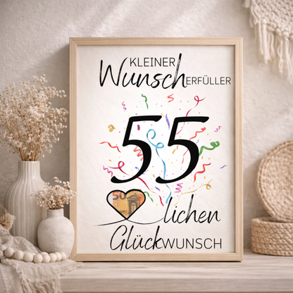 Geldgeschenk 55. Geburtstag Wunscherfüller | Digitaler Download | Last Minute Geschenkidee zum Ausdrucken