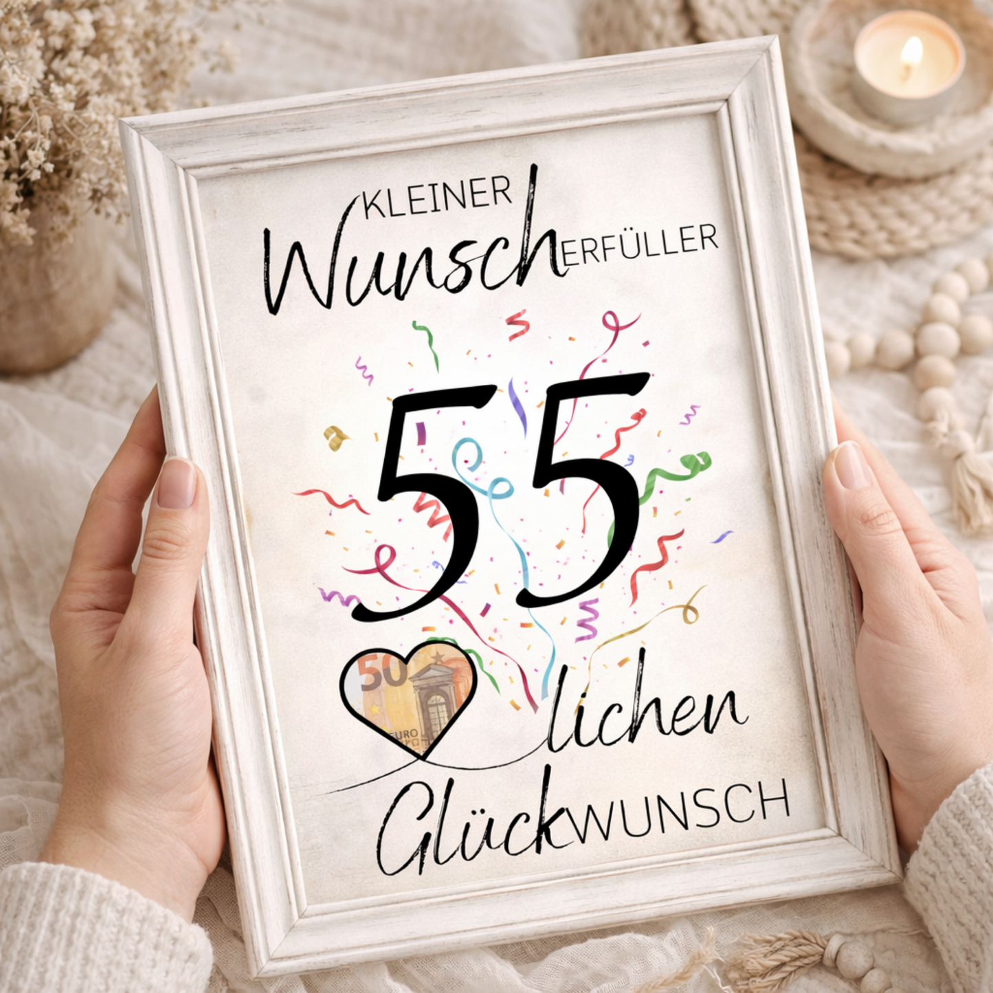 Geldgeschenk 55. Geburtstag Wunscherfüller | Digitaler Download | Last Minute Geschenkidee zum Ausdrucken