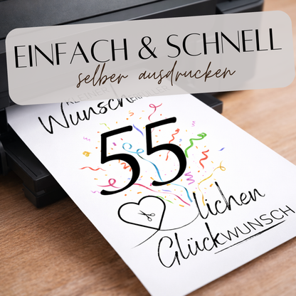 Geldgeschenk 55. Geburtstag Wunscherfüller | Digitaler Download | Last Minute Geschenkidee zum Ausdrucken