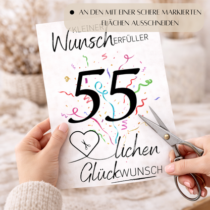 Geldgeschenk 55. Geburtstag Wunscherfüller | Digitaler Download | Last Minute Geschenkidee zum Ausdrucken
