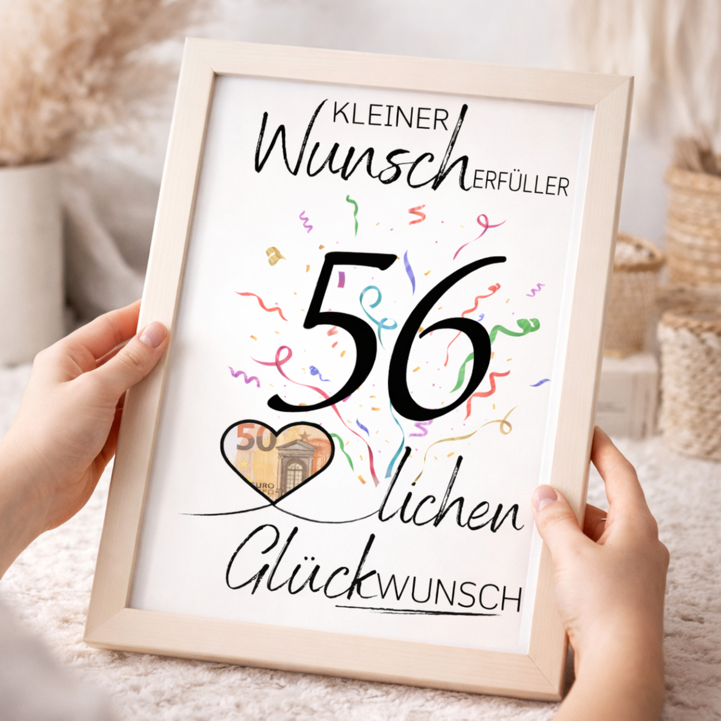 Geldgeschenk 56. Geburtstag Wunscherfüller | Digitaler Download | Last Minute Geschenkidee zum Ausdrucken