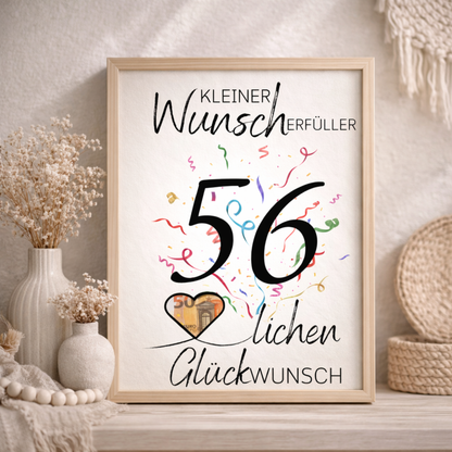 Geldgeschenk 56. Geburtstag Wunscherfüller | Digitaler Download | Last Minute Geschenkidee zum Ausdrucken