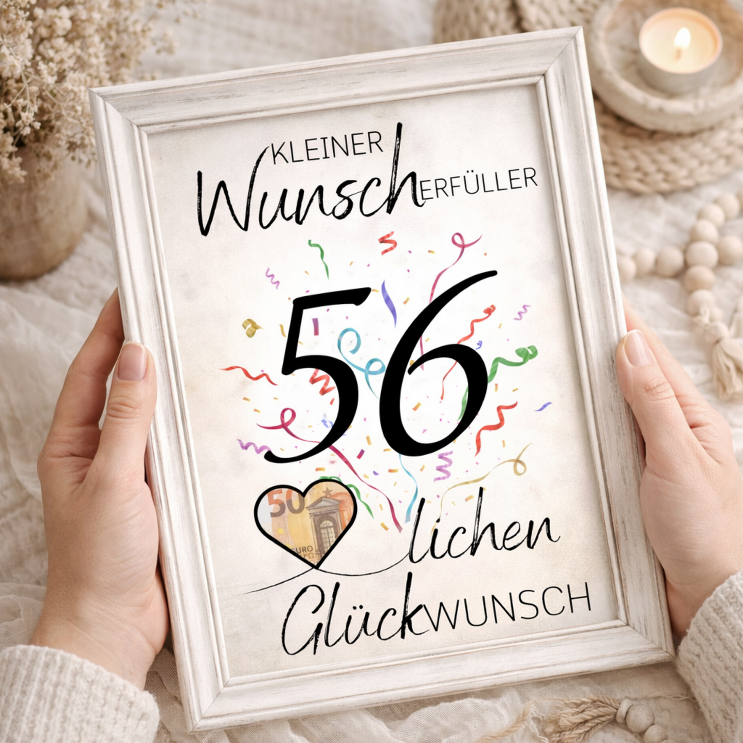 Geldgeschenk 56. Geburtstag Wunscherfüller | Digitaler Download | Last Minute Geschenkidee zum Ausdrucken