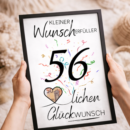 Geldgeschenk 56. Geburtstag Wunscherfüller | Digitaler Download | Last Minute Geschenkidee zum Ausdrucken