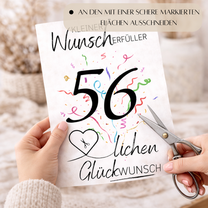 Geldgeschenk 56. Geburtstag Wunscherfüller | Digitaler Download | Last Minute Geschenkidee zum Ausdrucken
