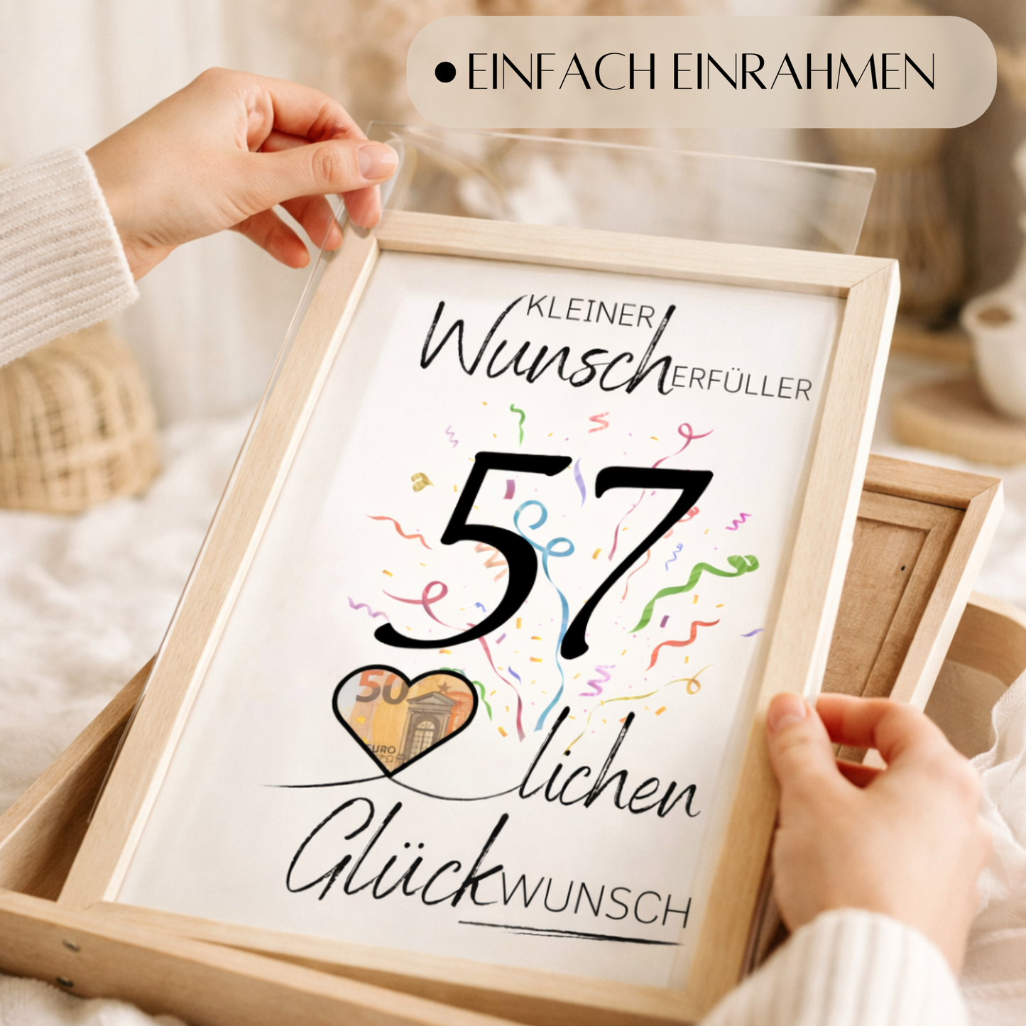 Geldgeschenk 57. Geburtstag Wunscherfüller | Digitaler Download | Last Minute Geschenkidee zum Ausdrucken