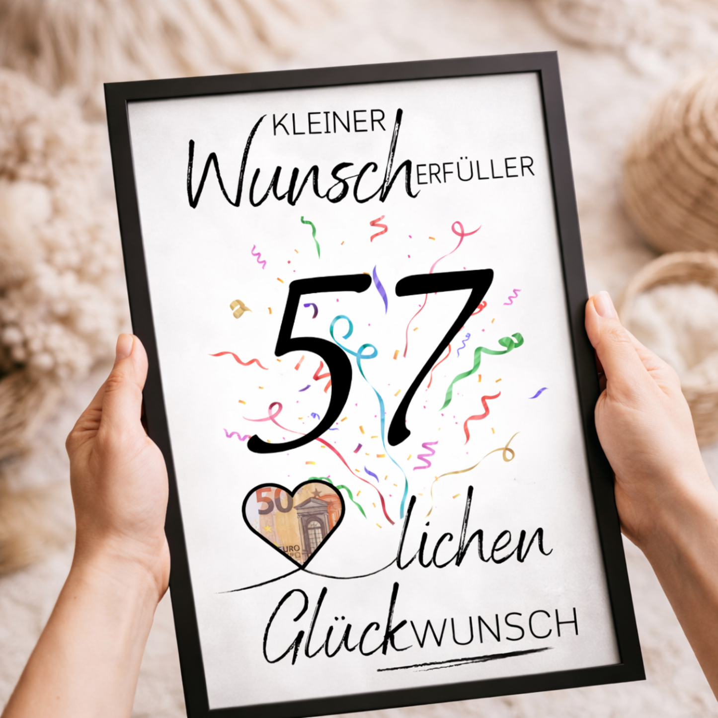 Geldgeschenk 57. Geburtstag Wunscherfüller | Digitaler Download | Last Minute Geschenkidee zum Ausdrucken