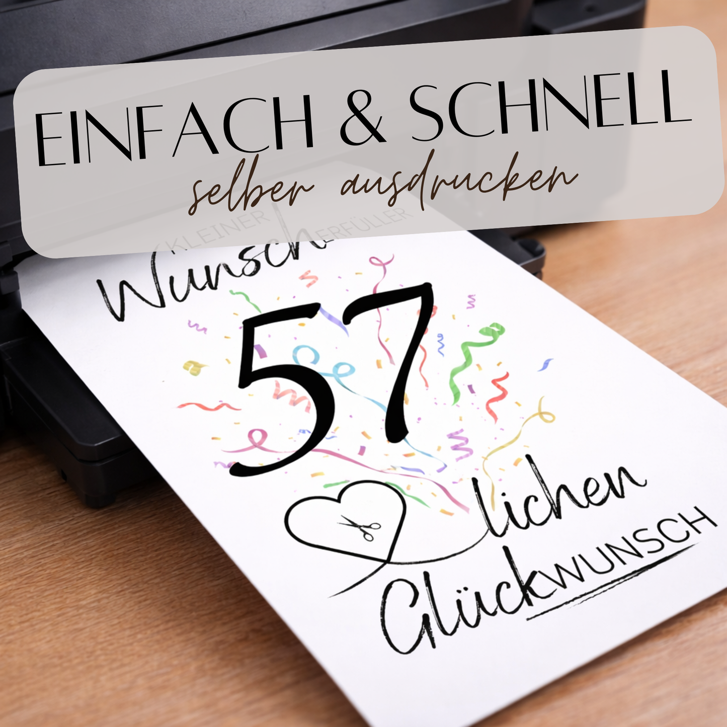 Geldgeschenk 57. Geburtstag Wunscherfüller | Digitaler Download | Last Minute Geschenkidee zum Ausdrucken