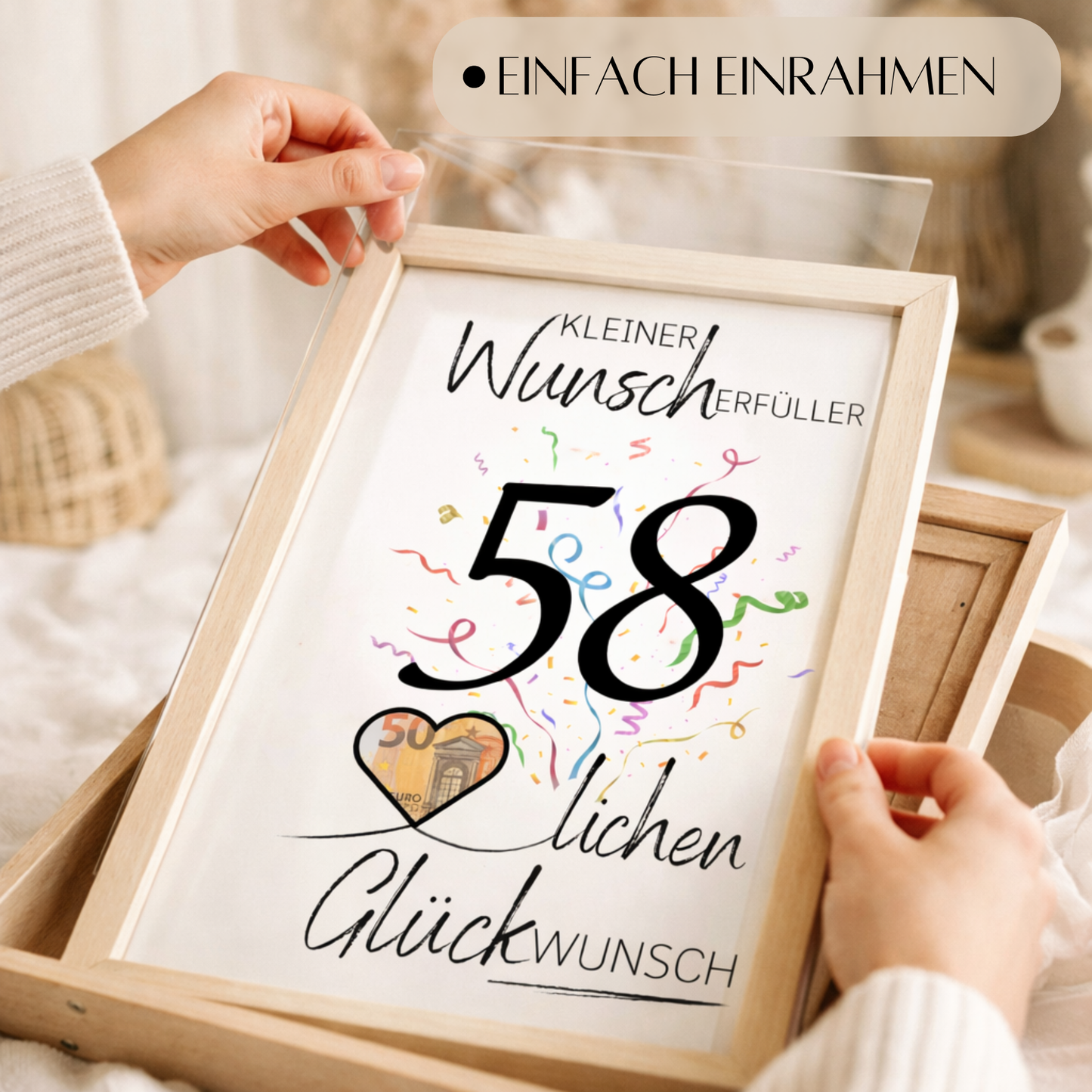 Geldgeschenk 58. Geburtstag Wunscherfüller | Digitaler Download | Last Minute Geschenkidee zum Ausdrucken