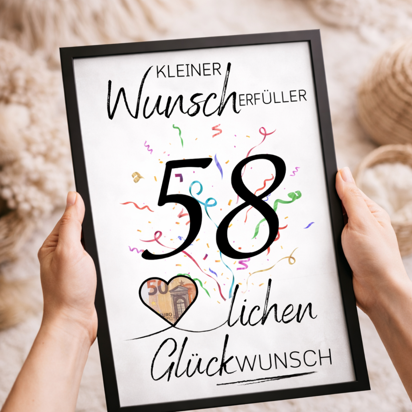 Geldgeschenk 58. Geburtstag Wunscherfüller | Digitaler Download | Last Minute Geschenkidee zum Ausdrucken