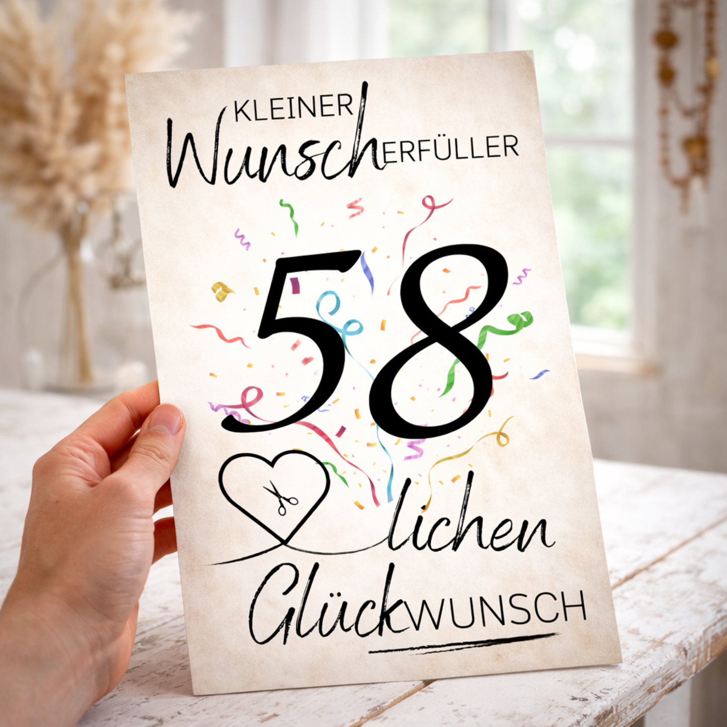 Geldgeschenk 58. Geburtstag Wunscherfüller | Digitaler Download | Last Minute Geschenkidee zum Ausdrucken