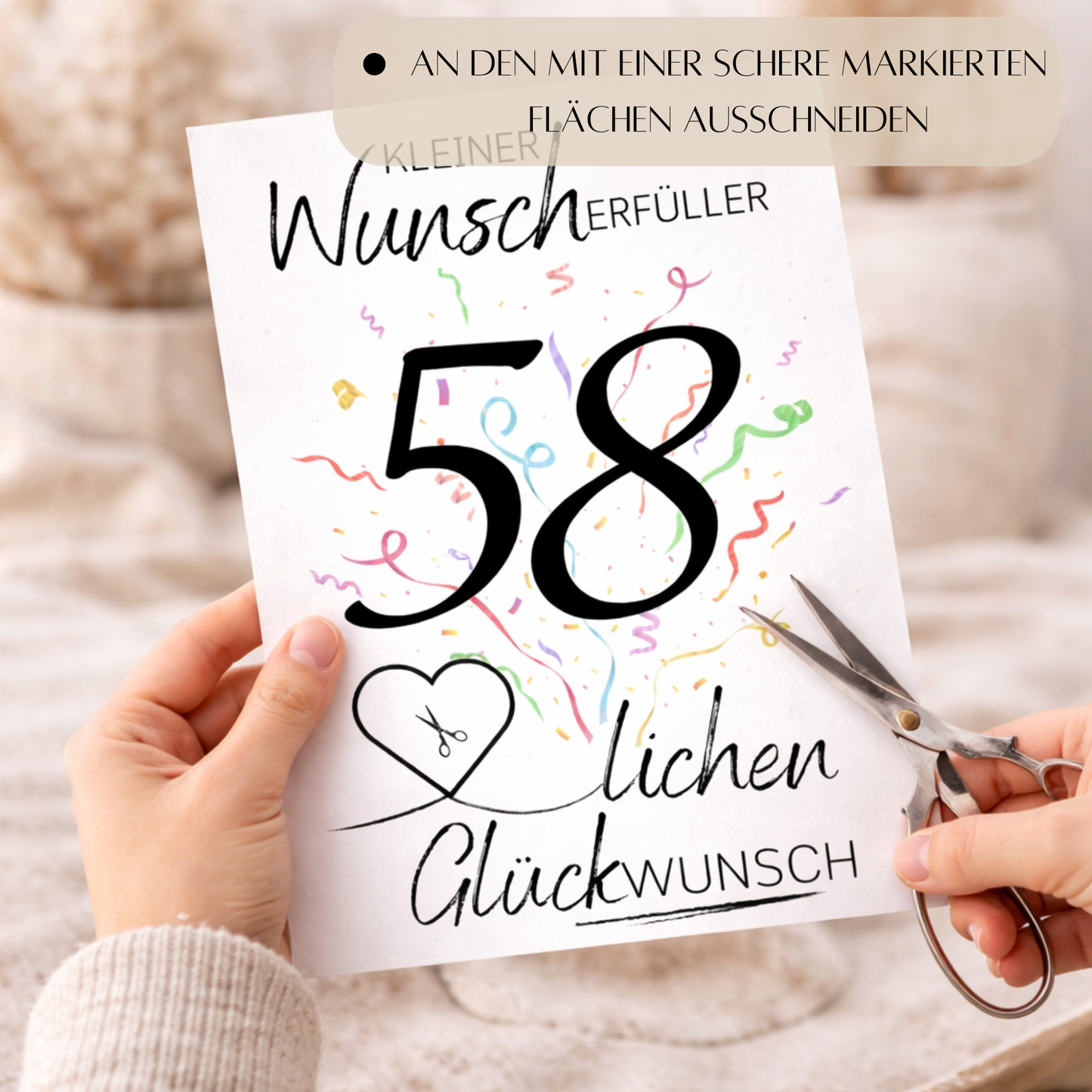 Geldgeschenk 58. Geburtstag Wunscherfüller | Digitaler Download | Last Minute Geschenkidee zum Ausdrucken