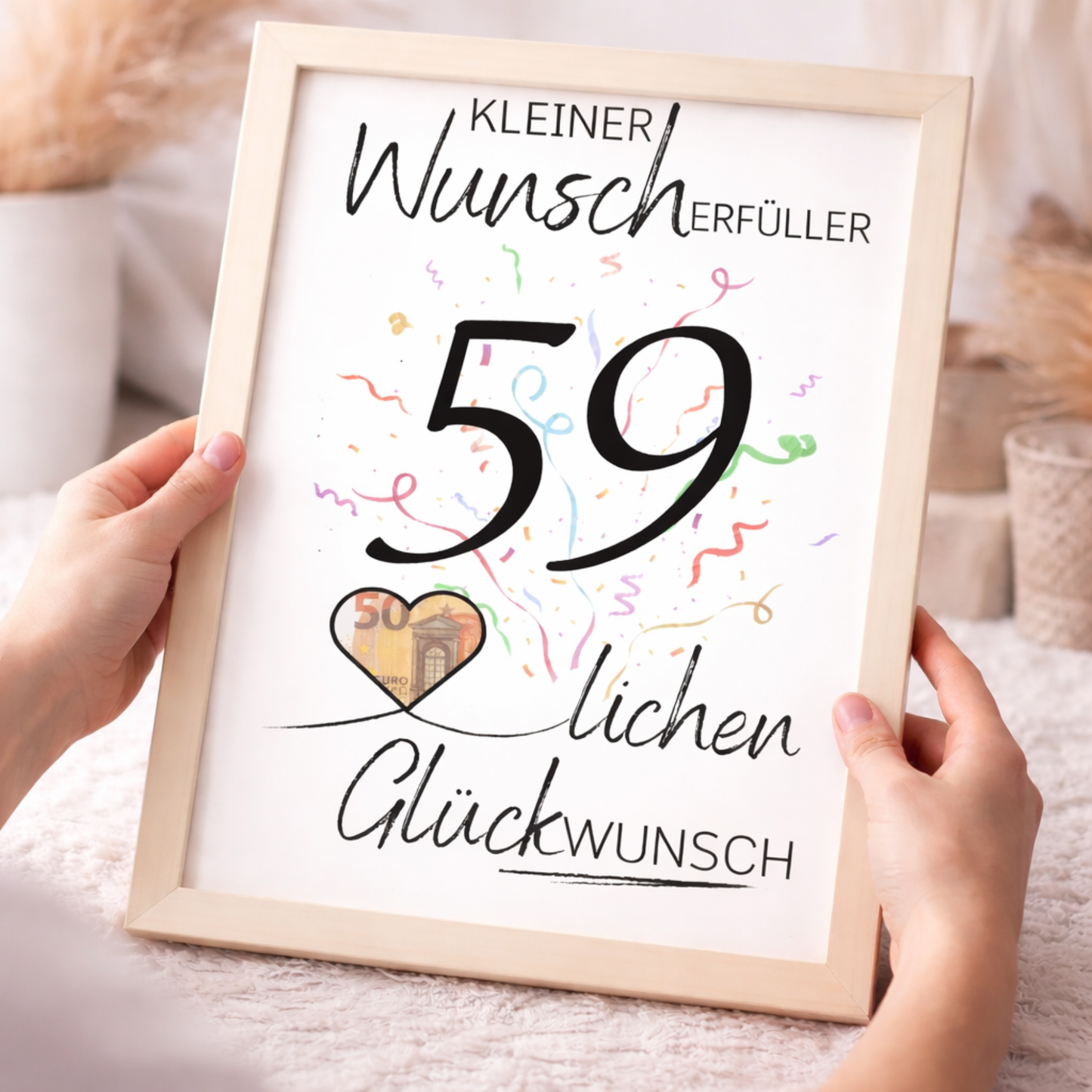 Geldgeschenk 59. Geburtstag Wunscherfüller | Digitaler Download | Last Minute Geschenkidee zum Ausdrucken