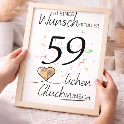 Geldgeschenk 59. Geburtstag Wunscherfüller | Digitaler Download | Last Minute Geschenkidee zum Ausdrucken