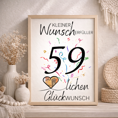 Geldgeschenk 59. Geburtstag Wunscherfüller | Digitaler Download | Last Minute Geschenkidee zum Ausdrucken