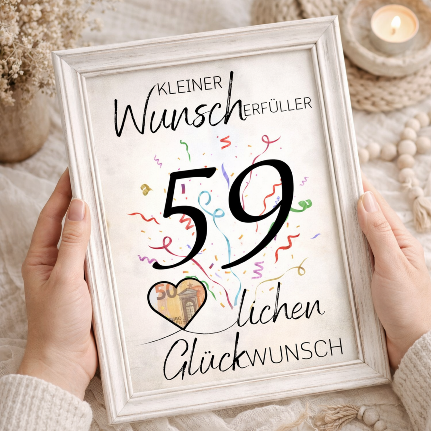 Geldgeschenk 59. Geburtstag Wunscherfüller | Digitaler Download | Last Minute Geschenkidee zum Ausdrucken