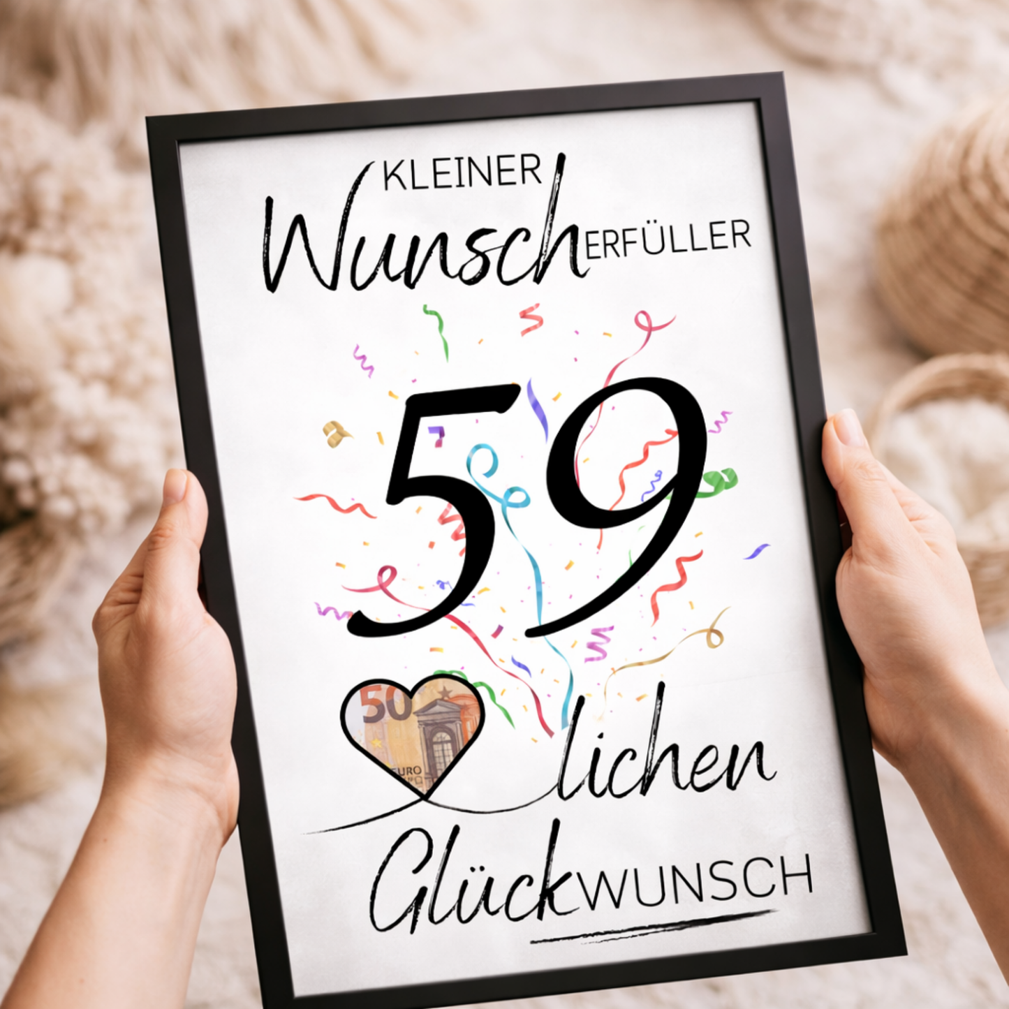 Geldgeschenk 59. Geburtstag Wunscherfüller | Digitaler Download | Last Minute Geschenkidee zum Ausdrucken