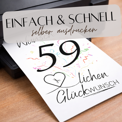 Geldgeschenk 59. Geburtstag Wunscherfüller | Digitaler Download | Last Minute Geschenkidee zum Ausdrucken