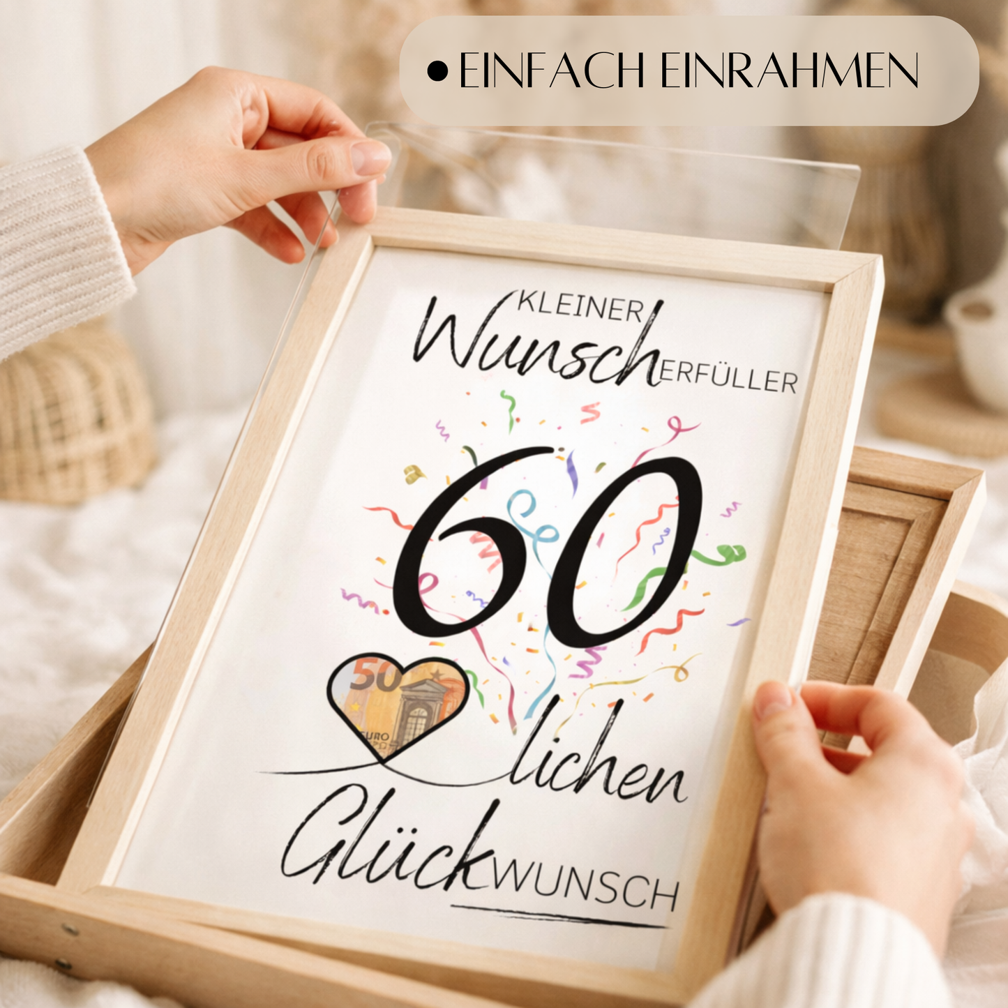 Geldgeschenk 60. Geburtstag Wunscherfüller | Digitaler Download | Last Minute Geschenkidee zum Ausdrucken