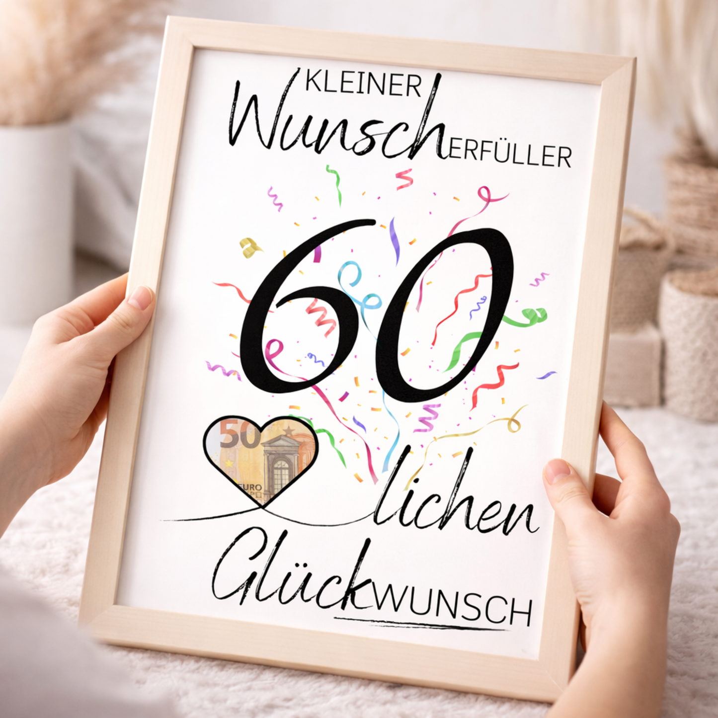 Geldgeschenk 60. Geburtstag Wunscherfüller | Digitaler Download | Last Minute Geschenkidee zum Ausdrucken