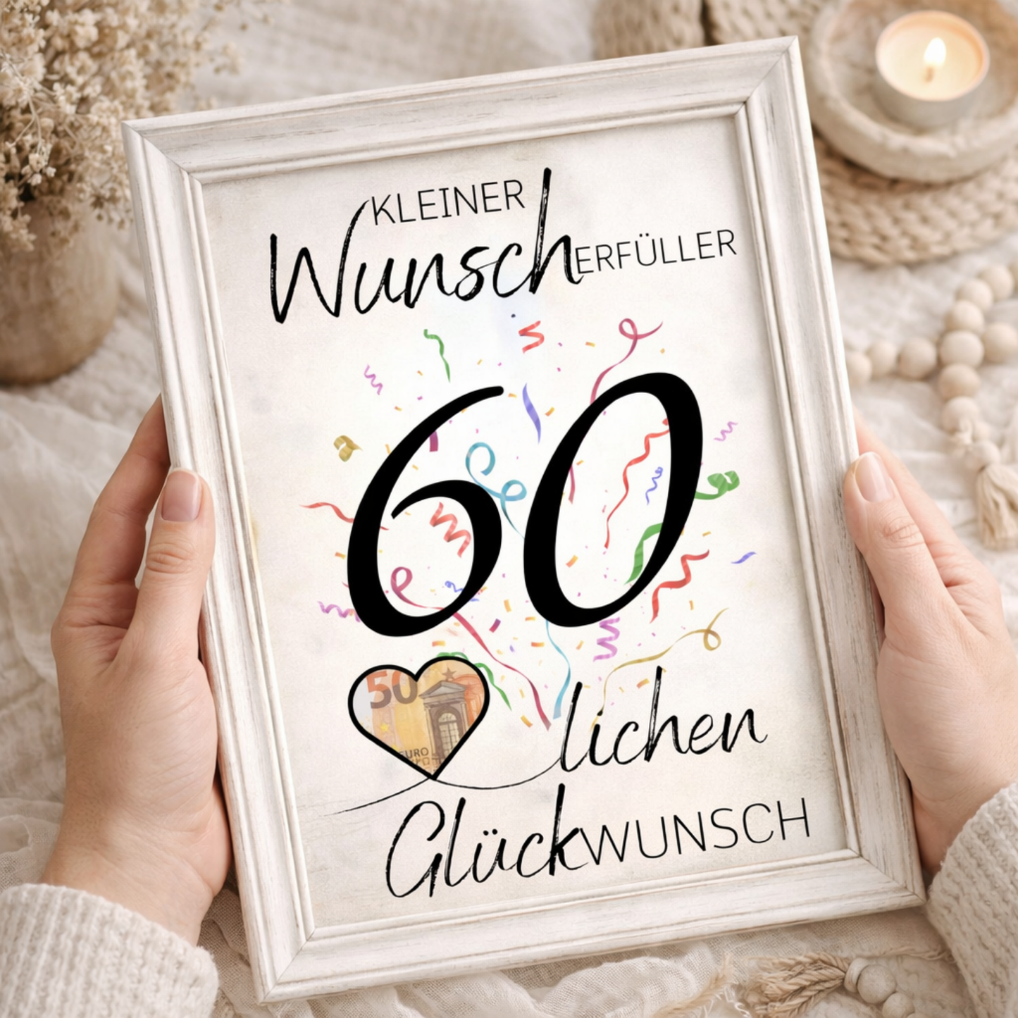 Geldgeschenk 60. Geburtstag Wunscherfüller | Digitaler Download | Last Minute Geschenkidee zum Ausdrucken