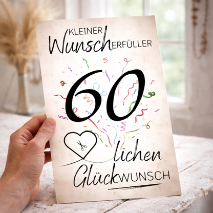 Geldgeschenk 60. Geburtstag Wunscherfüller | Digitaler Download | Last Minute Geschenkidee zum Ausdrucken