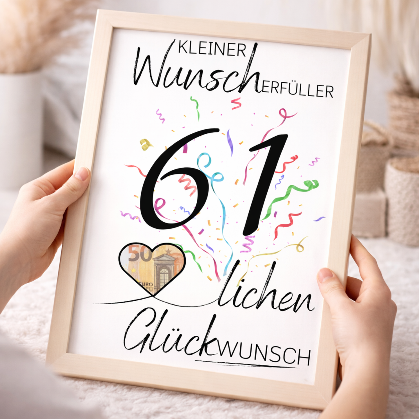 Geldgeschenk 61. Geburtstag Wunscherfüller | Digitaler Download | Last Minute Geschenkidee zum Ausdrucken