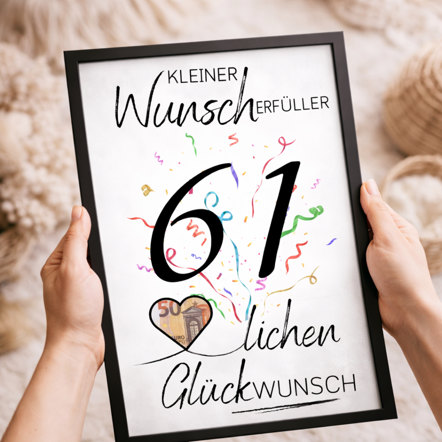 Geldgeschenk 61. Geburtstag Wunscherfüller | Digitaler Download | Last Minute Geschenkidee zum Ausdrucken