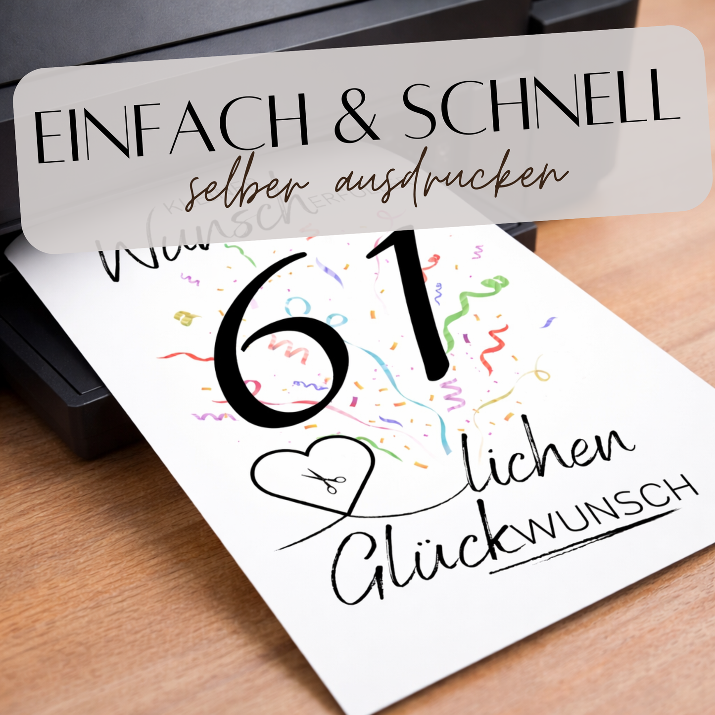 Geldgeschenk 61. Geburtstag Wunscherfüller | Digitaler Download | Last Minute Geschenkidee zum Ausdrucken