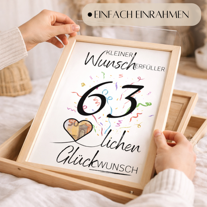 Geldgeschenk 63. Geburtstag Wunscherfüller | Digitaler Download | Last Minute Geschenkidee zum Ausdrucken