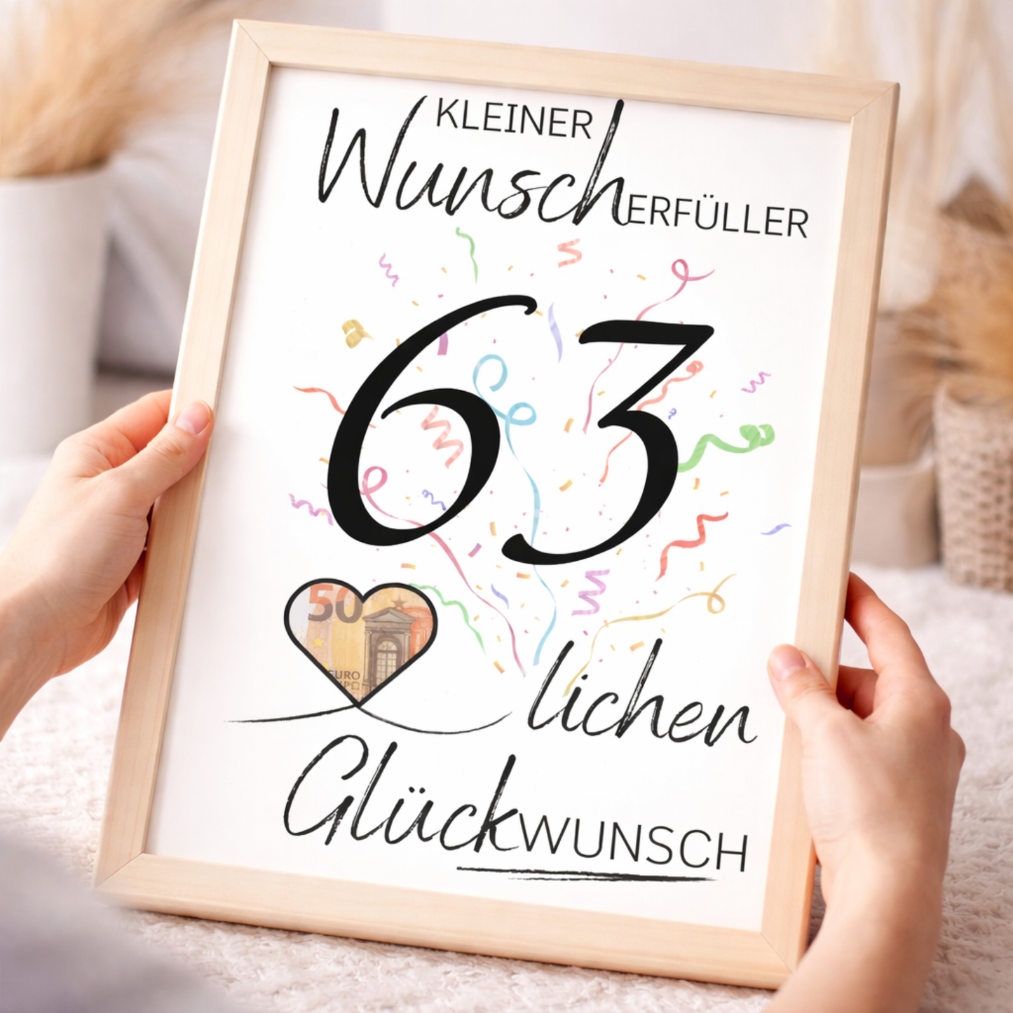 Geldgeschenk 63. Geburtstag Wunscherfüller | Digitaler Download | Last Minute Geschenkidee zum Ausdrucken