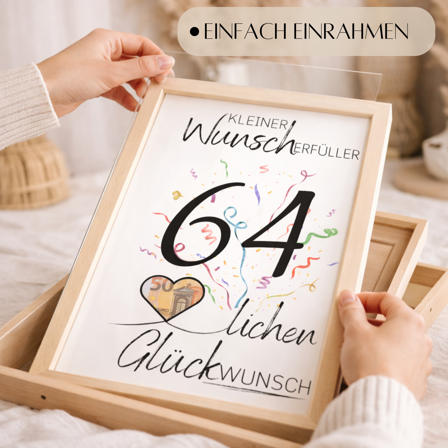 Geldgeschenk 64. Geburtstag Wunscherfüller | Digitaler Download | Last Minute Geschenkidee zum Ausdrucken