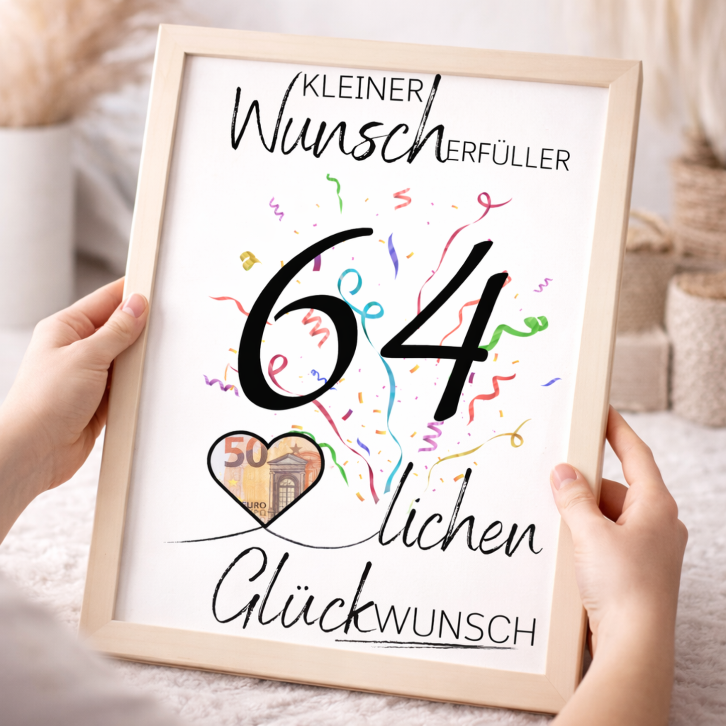 Geldgeschenk 64. Geburtstag Wunscherfüller | Digitaler Download | Last Minute Geschenkidee zum Ausdrucken