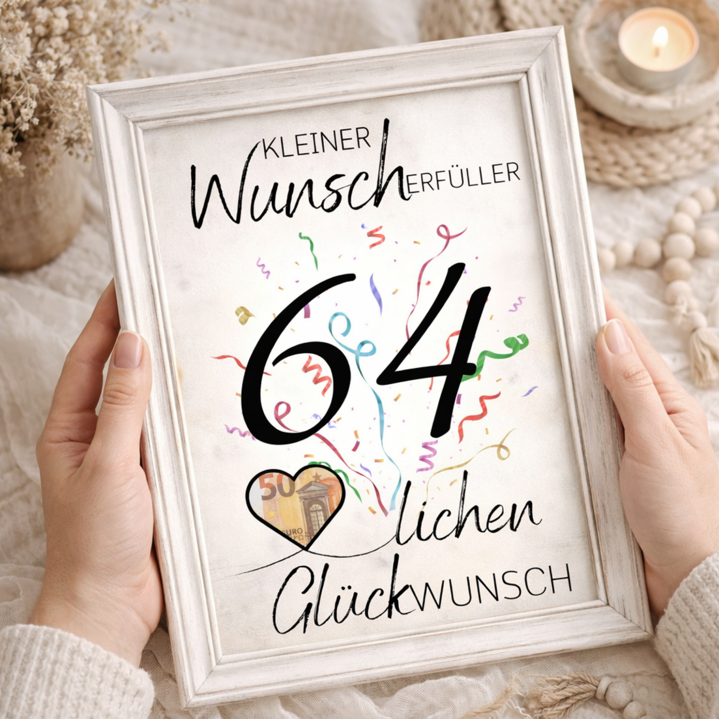Geldgeschenk 64. Geburtstag Wunscherfüller | Digitaler Download | Last Minute Geschenkidee zum Ausdrucken