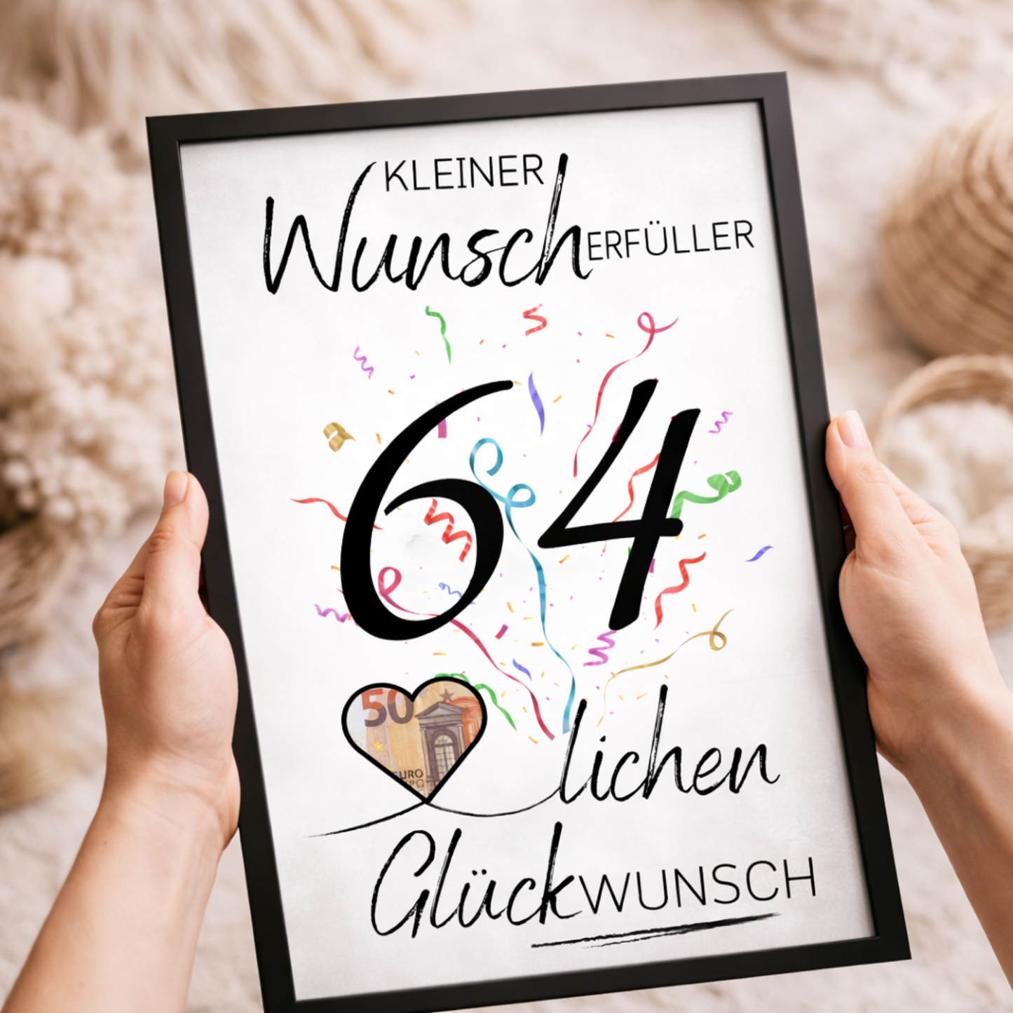 Geldgeschenk 64. Geburtstag Wunscherfüller | Digitaler Download | Last Minute Geschenkidee zum Ausdrucken