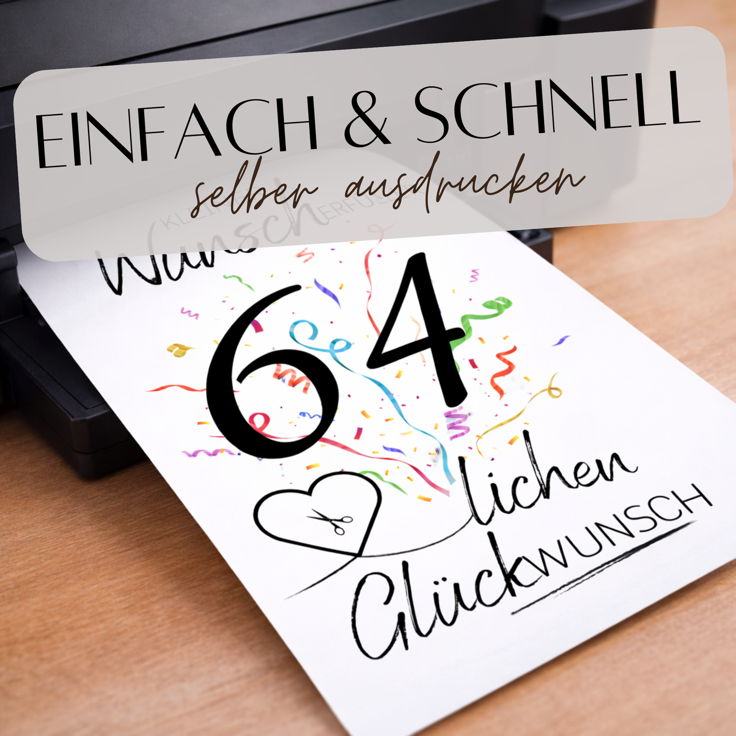 Geldgeschenk 64. Geburtstag Wunscherfüller | Digitaler Download | Last Minute Geschenkidee zum Ausdrucken