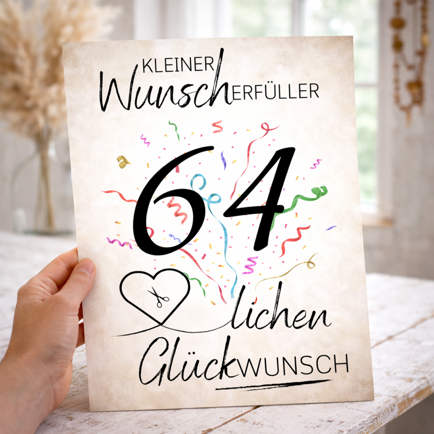 Geldgeschenk 64. Geburtstag Wunscherfüller | Digitaler Download | Last Minute Geschenkidee zum Ausdrucken